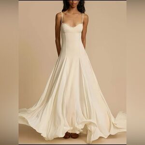 Elegant new white Cream Spaghetti Strap Dress